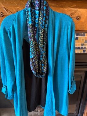 Elementz Teal Open-Front Cardigan